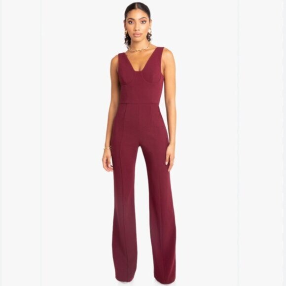 Black Halo Burgundy Wide Leg Jumpsuit - Picture 13 of 13